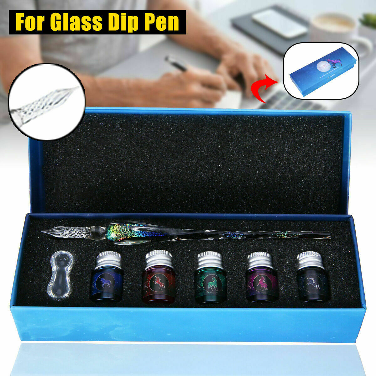 Multicolor Starry Glass Fountain Dip Pen Drawing Tools for Comic Painting Gift S