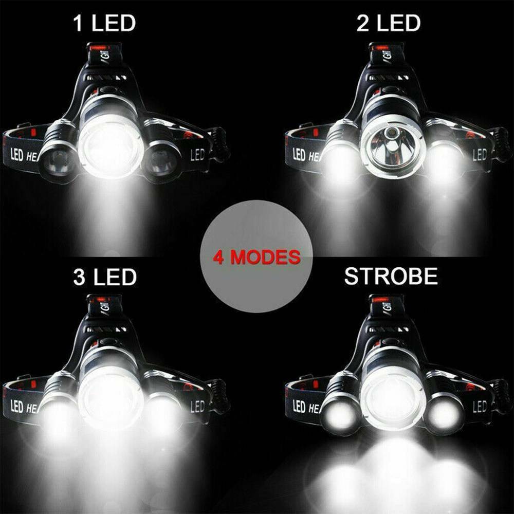 12000LM Rechargeable Head Torch Headlamp Light Lamp Kit 3 x XML T6 LED Zoom New