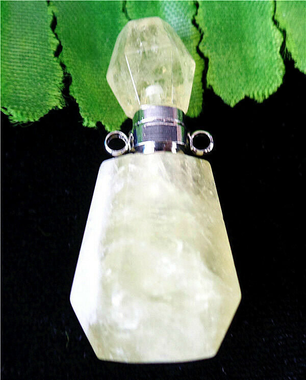 37x16x16mm Natural Yellow Crystal Facet Perfume Bottle Reiki Pendant HL79111