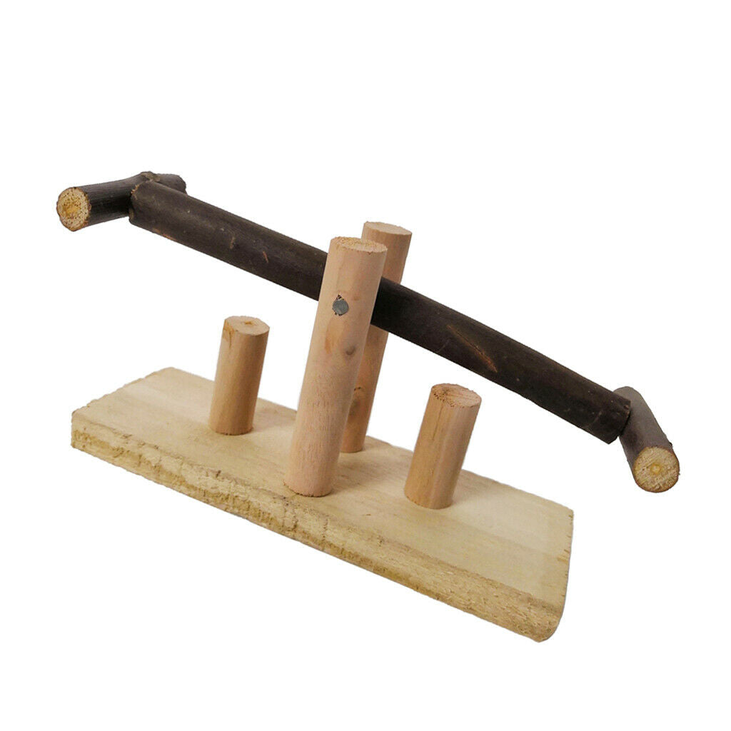 Funny Wood Hamster Cage Chewing Toys Perches Seesaw f/ Guinea Random Color