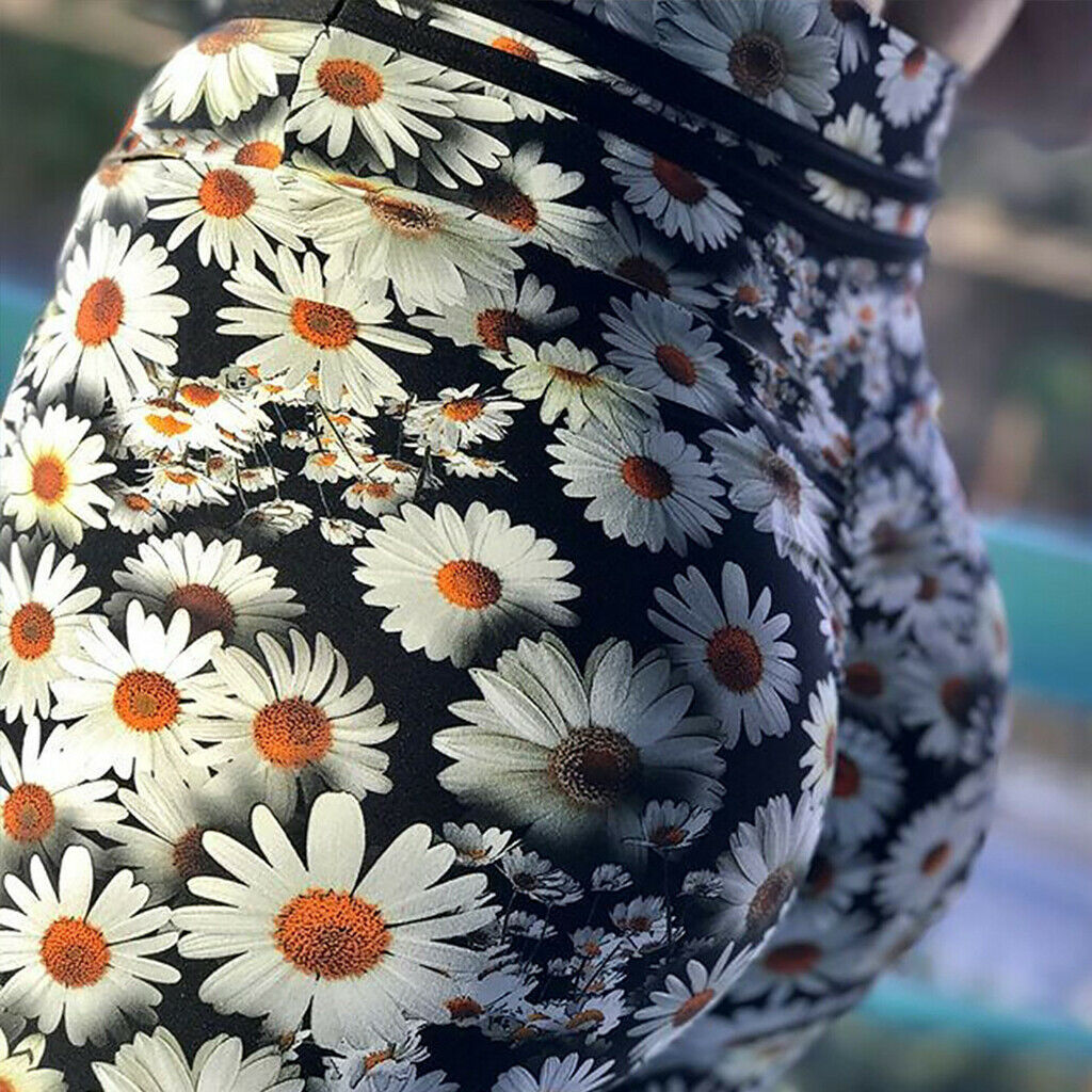 Daisy Floral Print Women Girls Yoga Gym Leggings Compression Sports Pants M