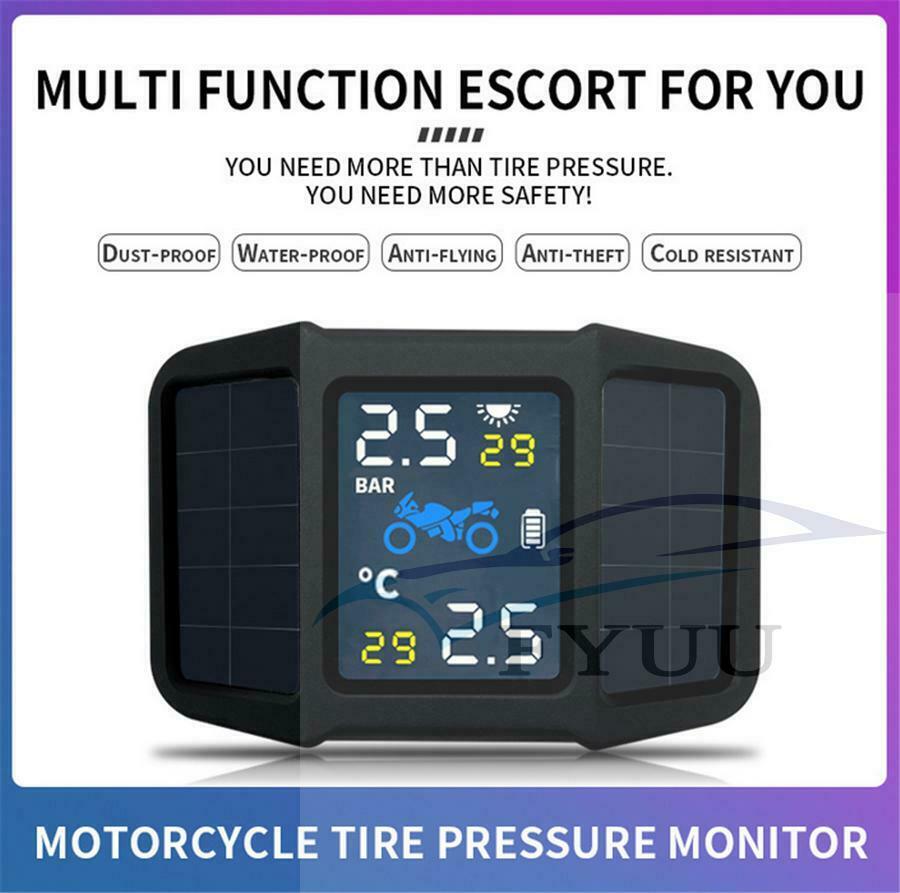 Solar Waterproof TPMS Motorcycle Real Time Tire Pressure Monitoring System