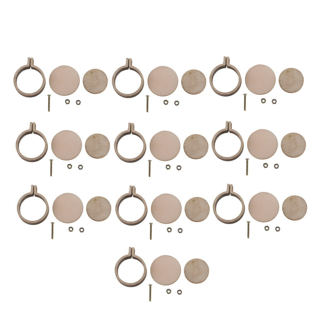 10 Pieces Wooden Embroidery Hoop Wood Frame for Pendant Jewelry DIY Supplies