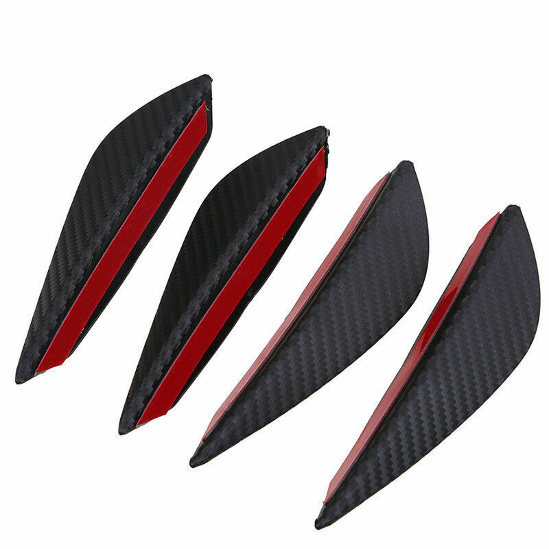 4Pcs Universal Car Front Bumper Fins Lip Canards Splitter Trim Carbon Fiber Look