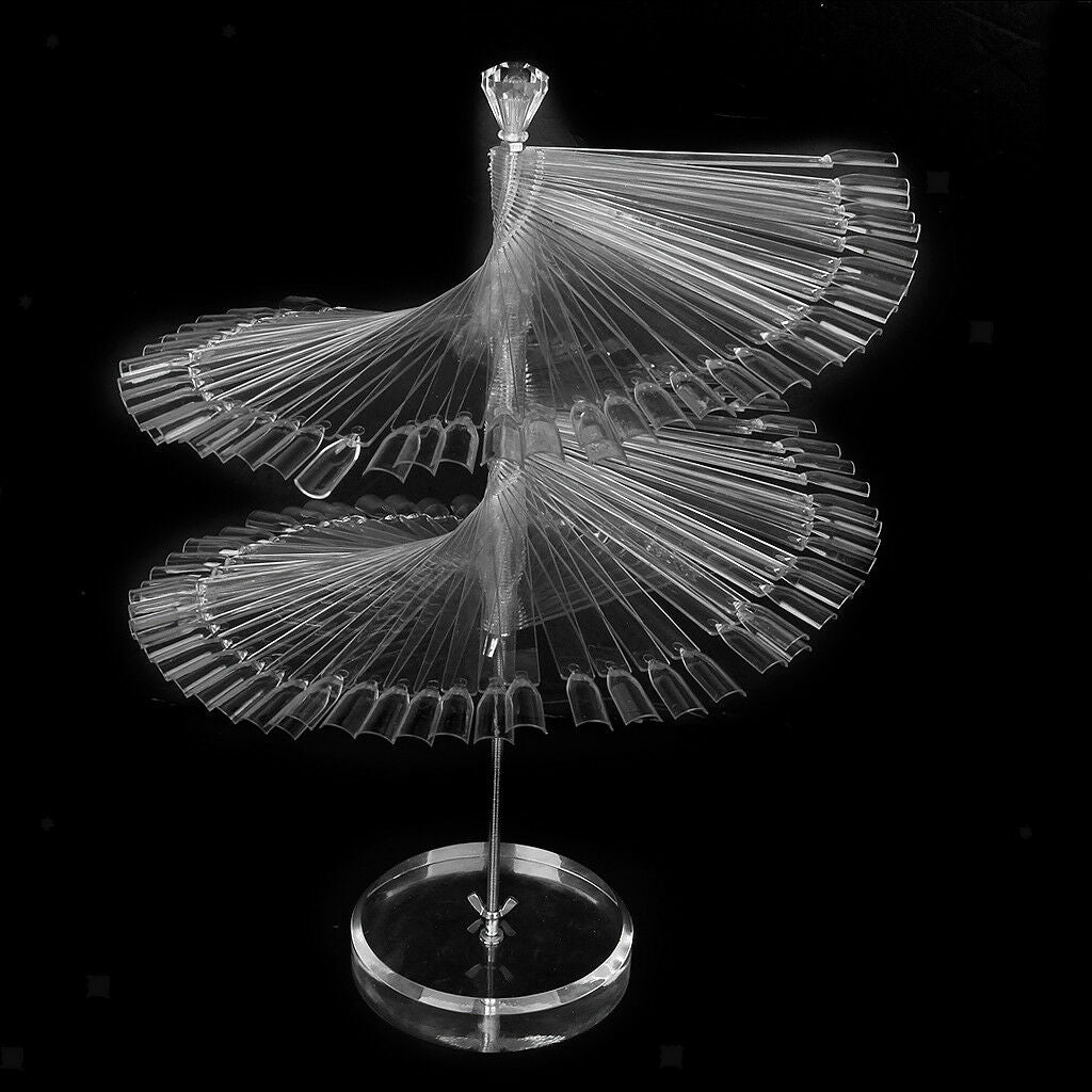 Large Spiral 120Pcs False Nail Art Tips Sticks Polish Display Fan Practice Stand