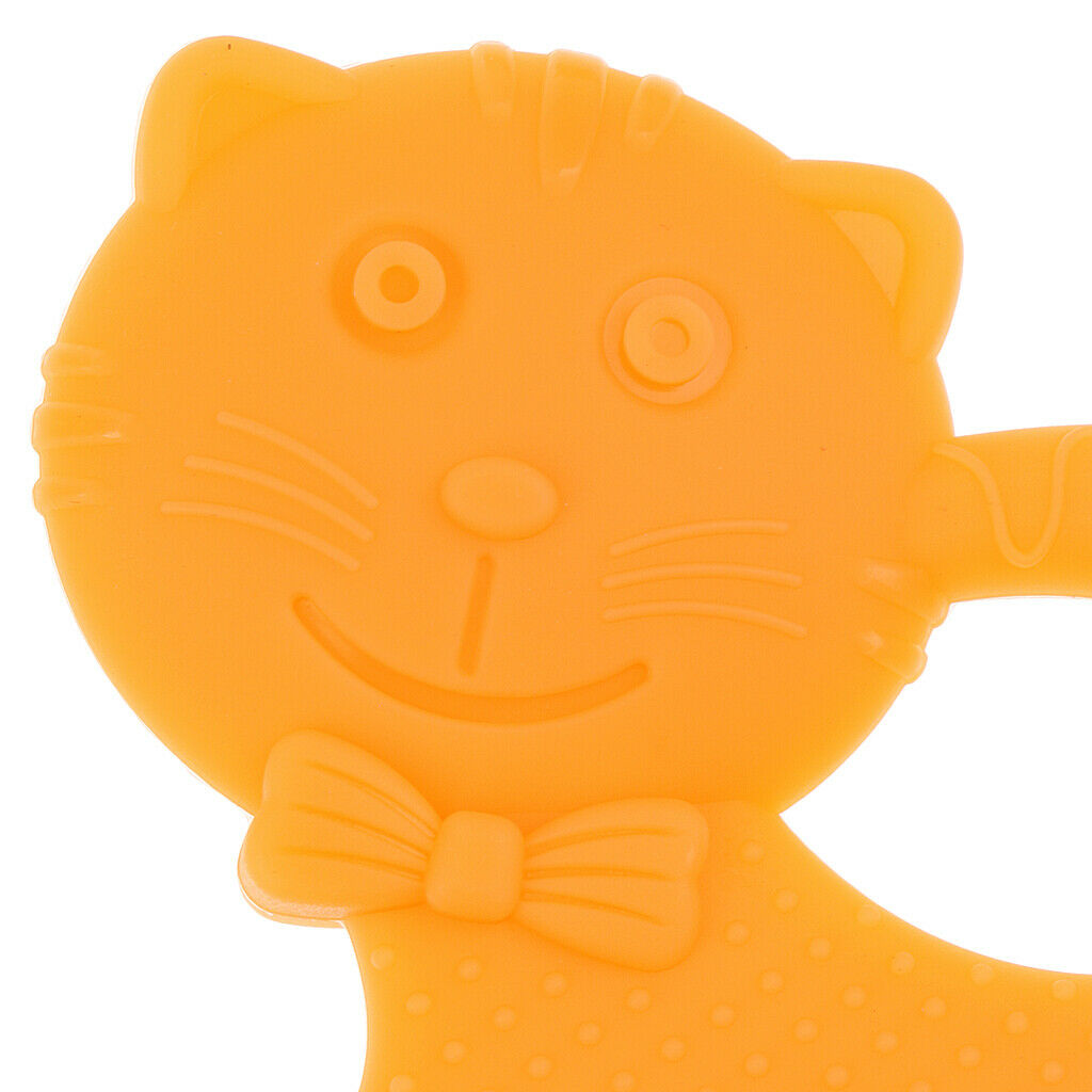 Babies Infants Safe Teething cartoon Toys Silicone Molar Rod  Orange Cat