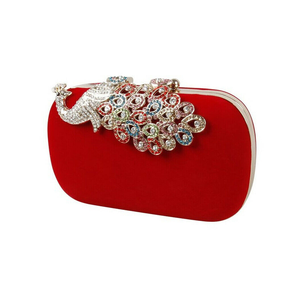 Womens Fashion Peacock Evening Bag Party Cluth Purse Handbags Shoulder Red