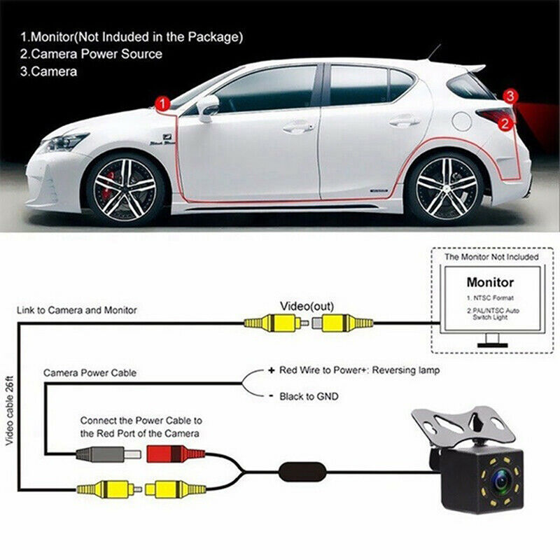 Universal 8 LED IR Car Rear View Reverse Parking Backup Camera Night Visio Qx