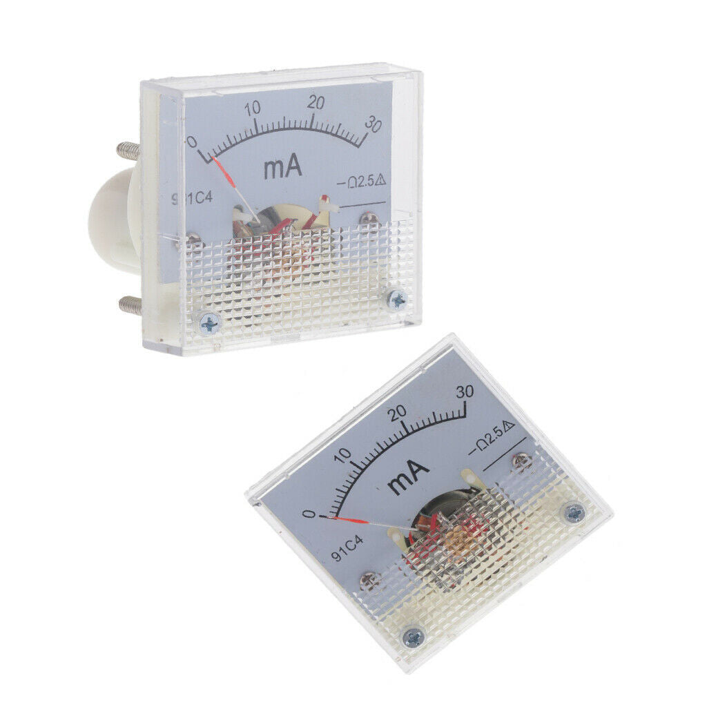 2Pcs Ammeter Current Panel Ampere Meter, Ranges 0-30mA