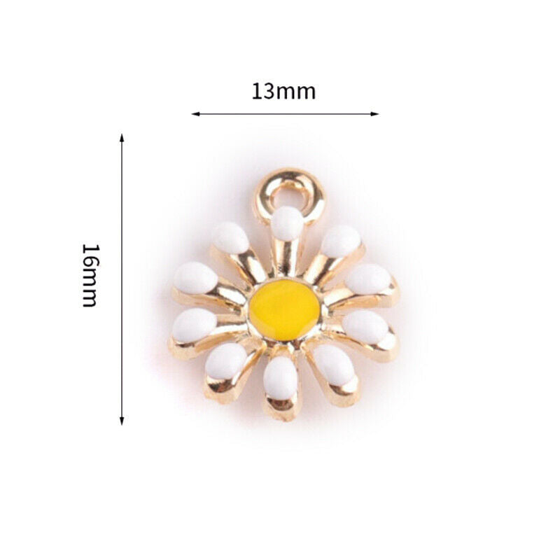 10Pcs/Set Enamel Alloy Sunflower Shape Charms Pendant DIY Craft Jewelry MakingDD