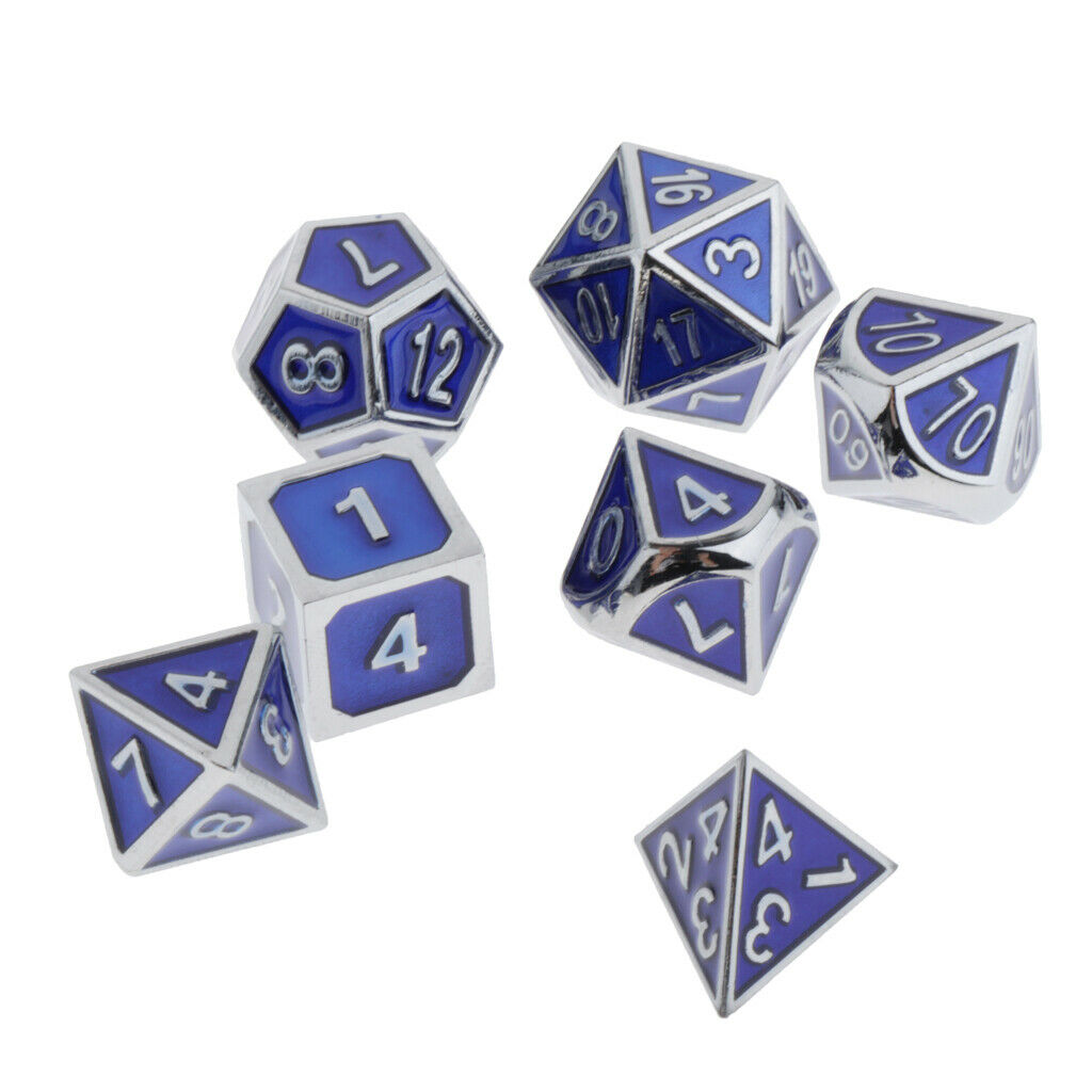 Zinc Alloy Multi-sided Dices D4-D20 Die for Role Play KTV Board Game Blue