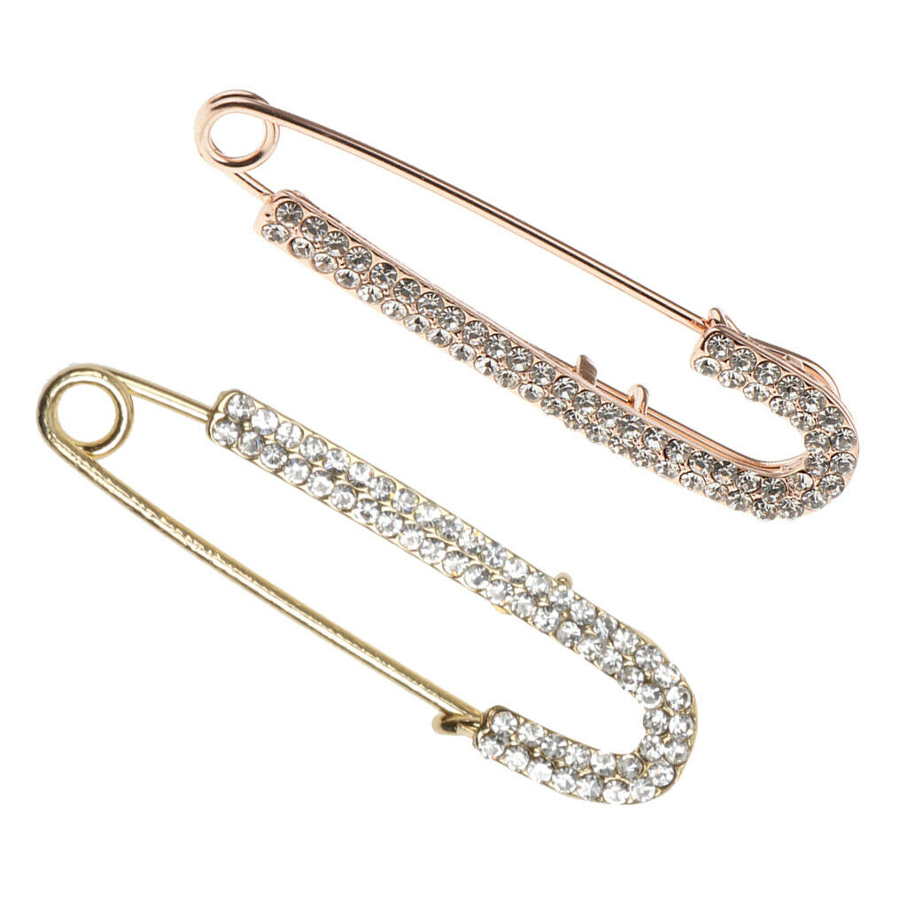 2pcs Crystal Breastpin Rhinestones Broochpin Cardigan Sweater Hat Scarf Pin