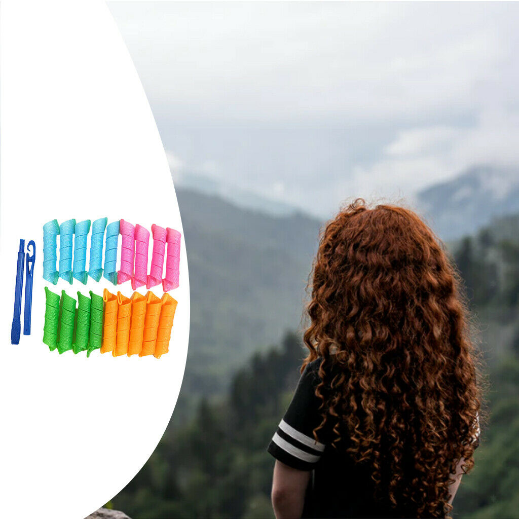 18x Hair Curlers Spiral Curls DIY Styling Kit for Women Girls Mixed Color