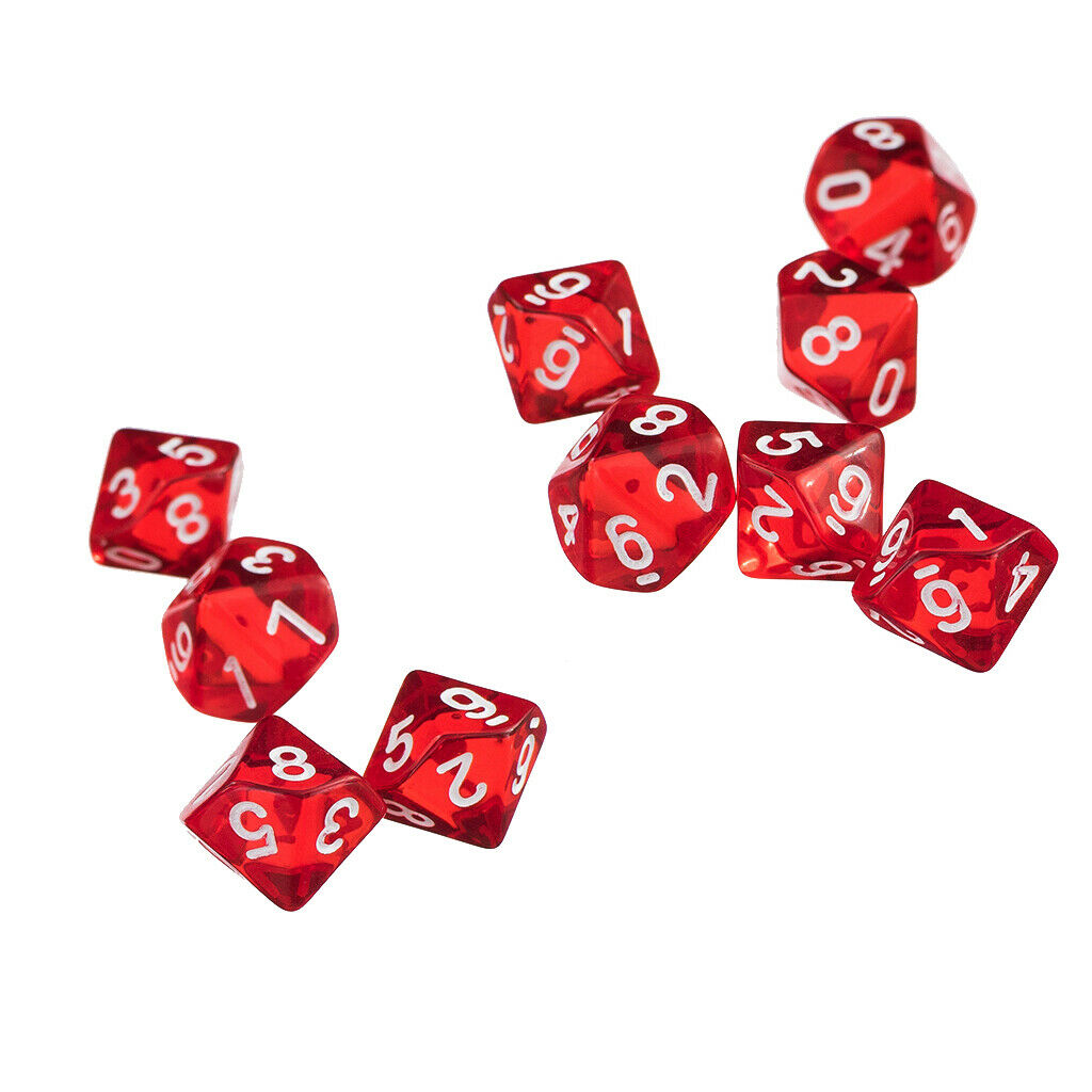 3X 3cm D10 Polyhedral Dices Bulk Set for DND Table Board Party Casino Games Red