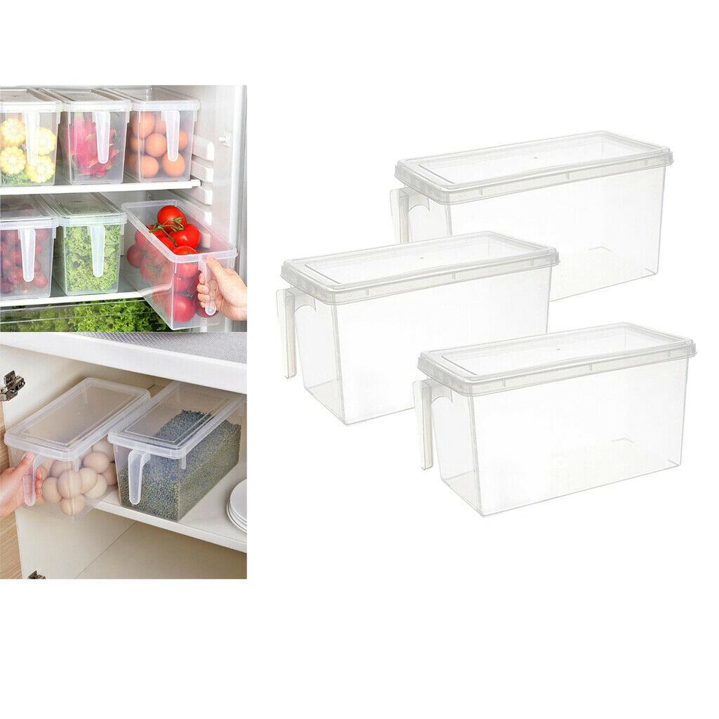 3x Refrigerator Storage Box Food Container Kitchen Fridge Organizer Freezer Bin