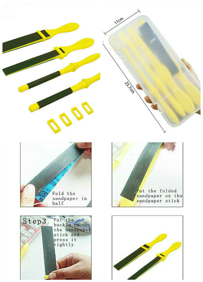 Polishing Sandpaper Kit Sanding Tool with Sand Paper Plastic Stick