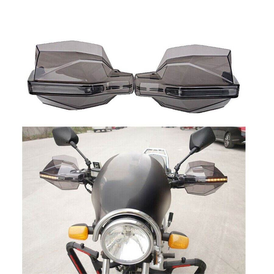 2PCS Motorcycle Smoke Hand Guard Handguard With LED Turn Signal Light