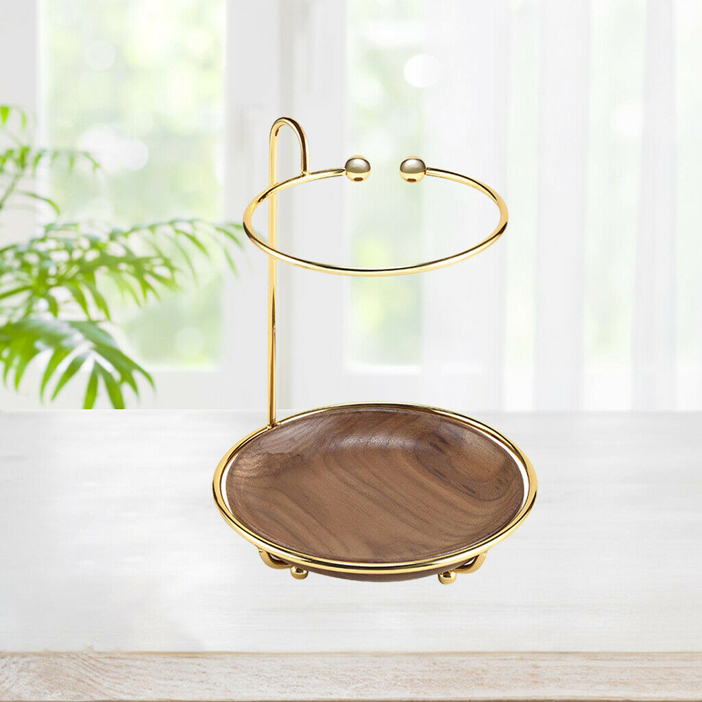 Cosmetic Jewelry Display Rack with Wooden Tray for Rings Bracelet Watches