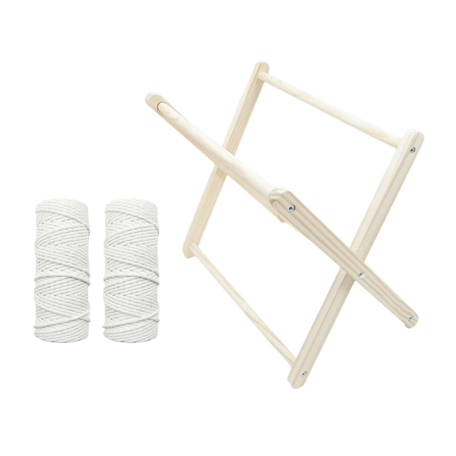 Rustic Macrame Magazine Rack Bohemian Woven Display DIY Assemble Holder Wood