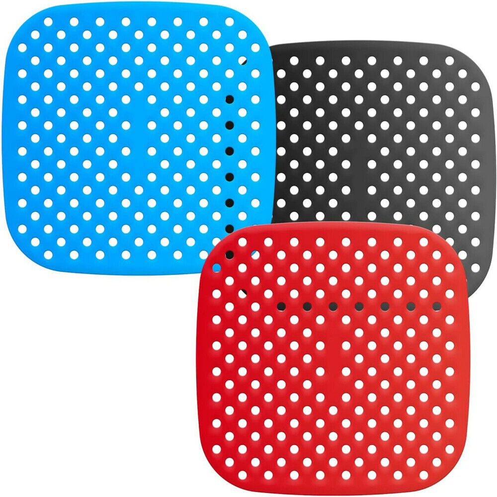 3 Pcs Reusable Air Fryer Liners Non-Stick Silicone Basket Mats BPA Free