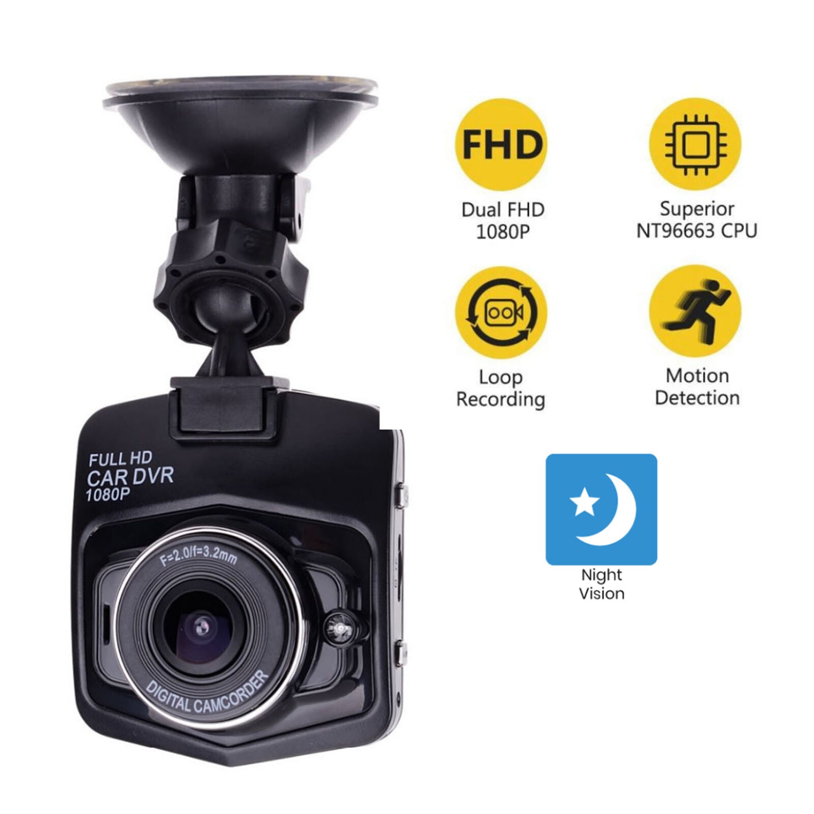 2.4'' Full HD 1080P Dash Cam Car Front or Rear DVR Camera Night Vision G-sensor