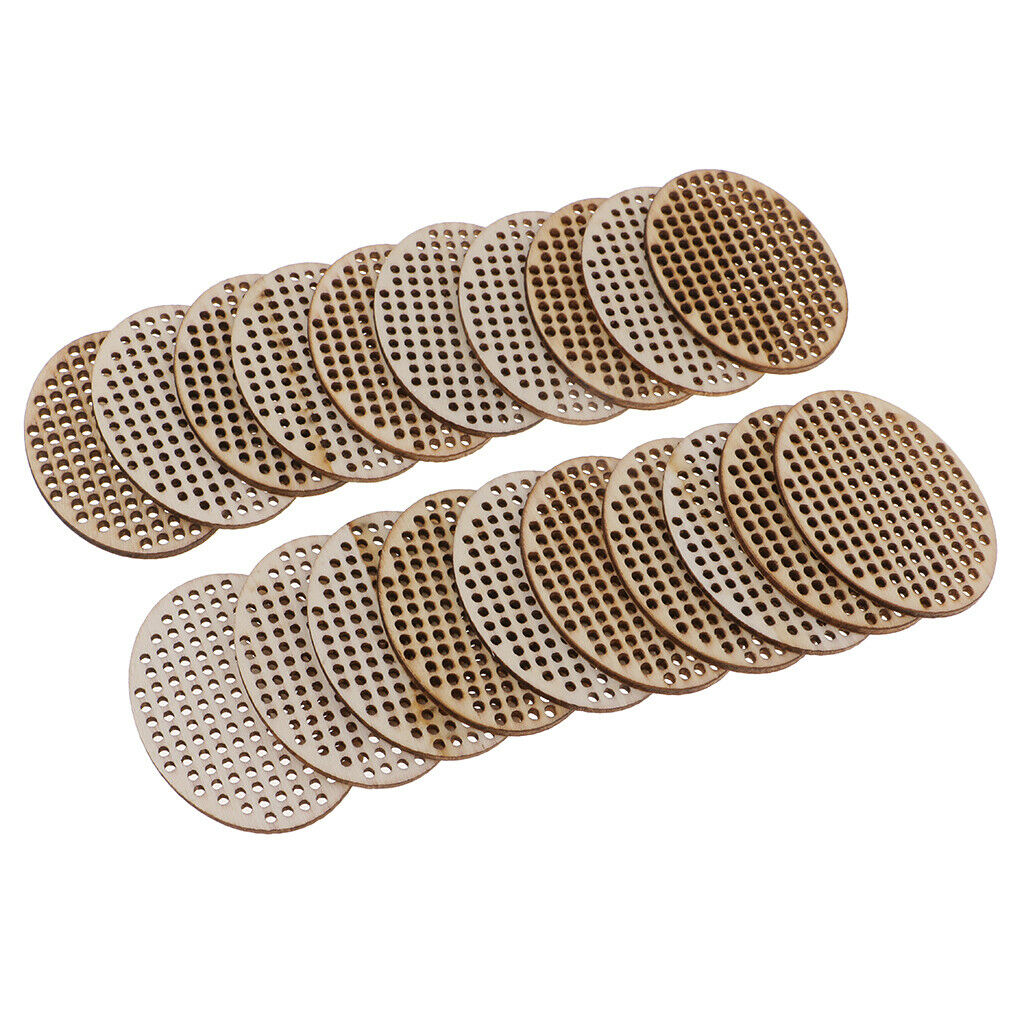 40Pcs Unfinished Hollow Oval Round Wood Coin Pendants for Home DIY Birthday