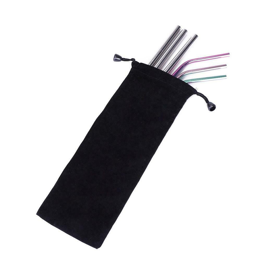 1pc Reusable Cloth Bag Carrying Case Pouch for Drinking Straws Stainless Steel