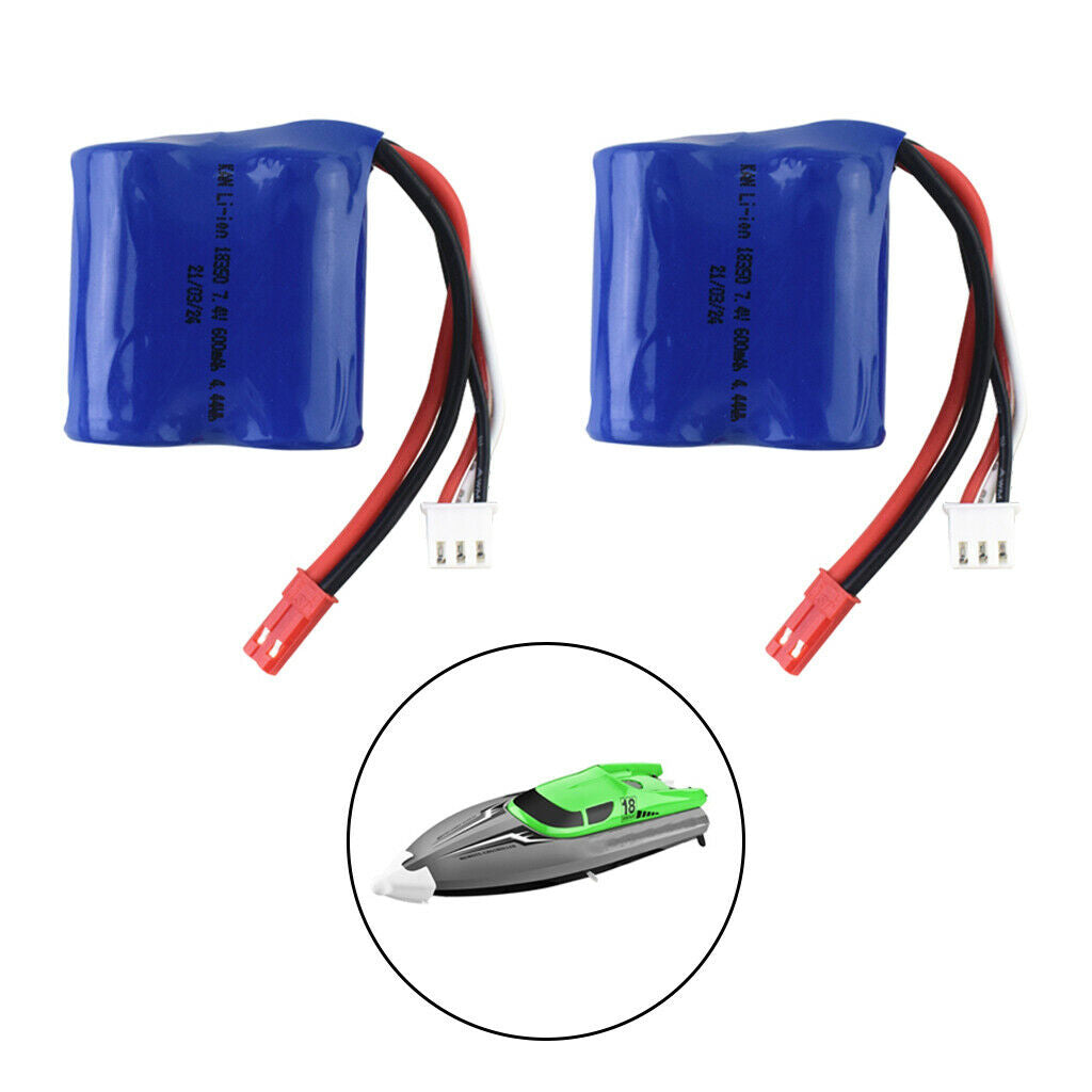 Pack of 2 RC 7.4V 600MAH Lithium Polymer Battery for EB02 RC Boat Ship /Car