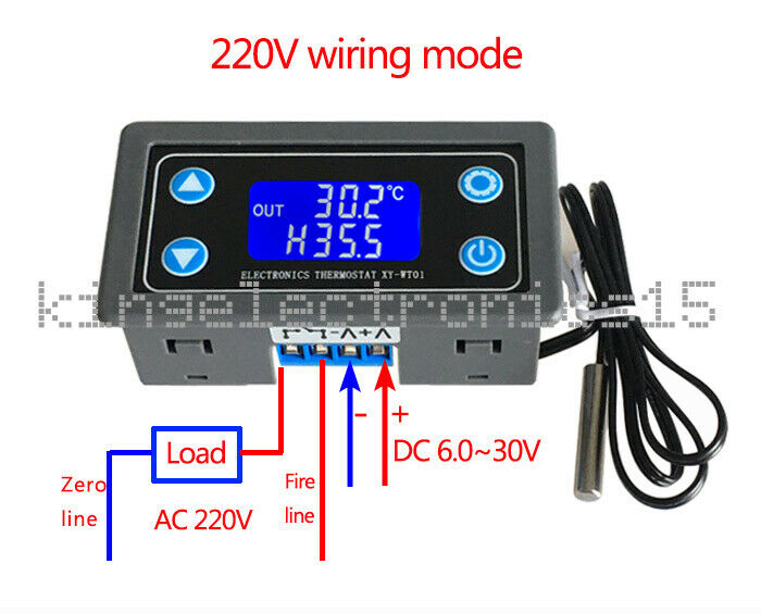 6-30V 10A Thermostat Digital Temperature Controller DThermal Thermocouple