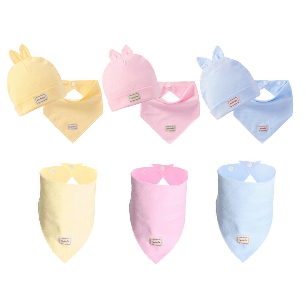 2Set Baby Kids Infant Toddler Bandana Bib Feeding Triangle Salvia Towel Hat