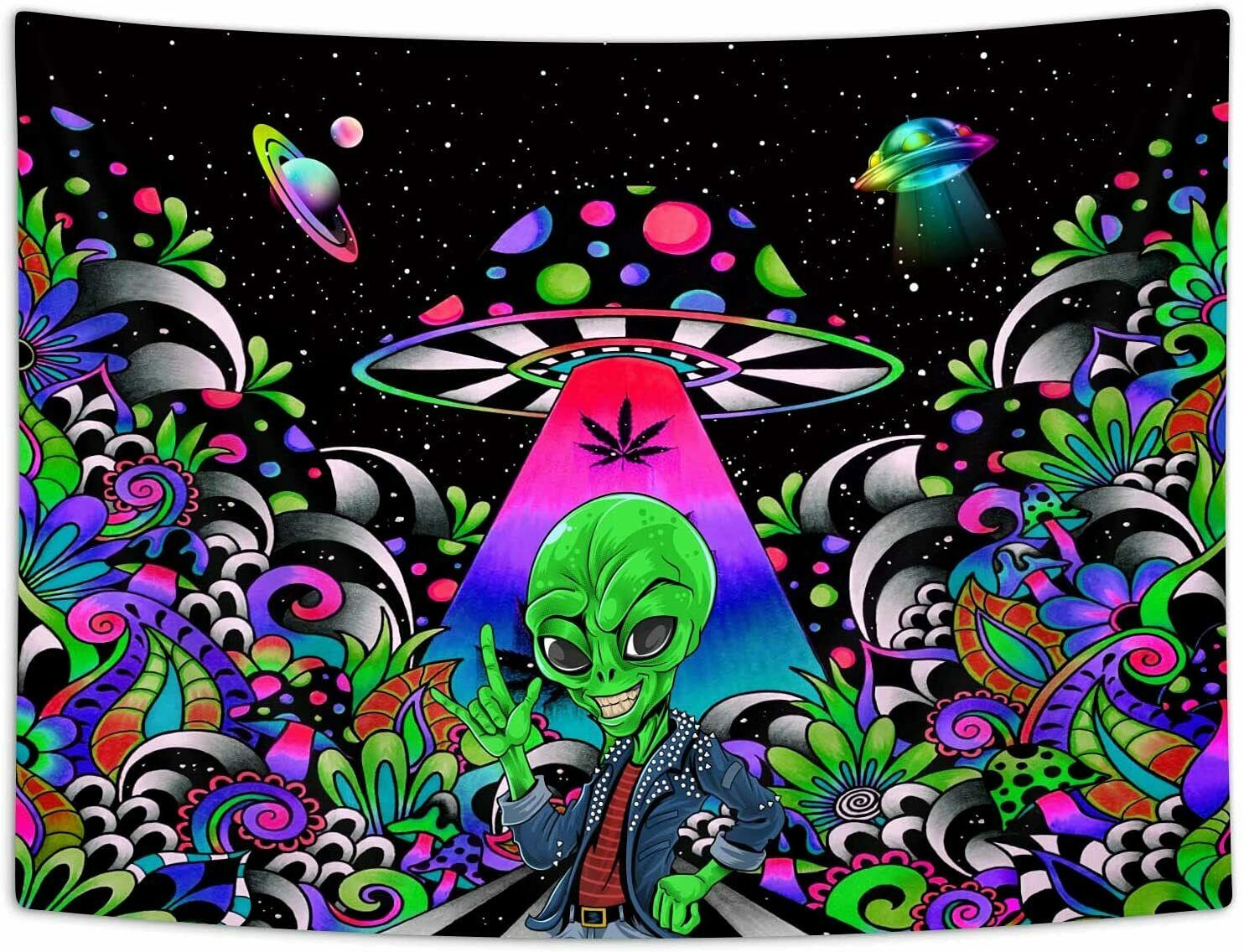 Trippy Tapestry, Mushroom Art Floral Fantasy Mountain Tapestry for Room 4.5x1.6m