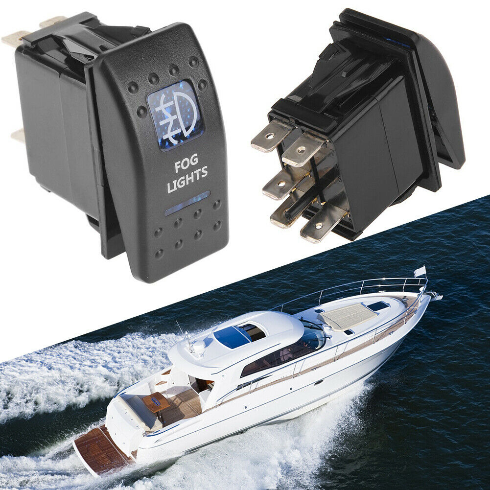 IP66 Waterproof Blue LED FOG LIGHTS Rocker Switch 5 Pin for Car RV Boat Yacht
