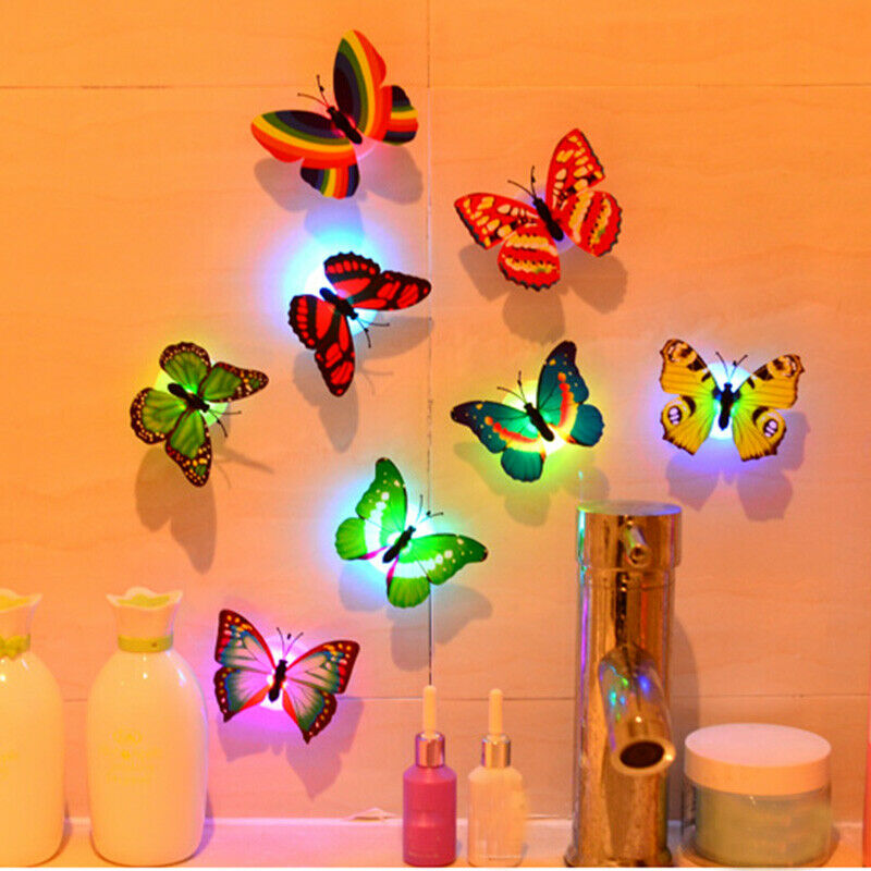7 Color Changing Butterfly LED Night Lights Mains Room Desks Wall Home Decors