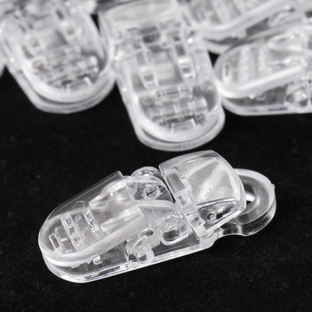 10Pcs Clear Plastic Dummy Badge Clips Suspender Soother Pacifier Holders