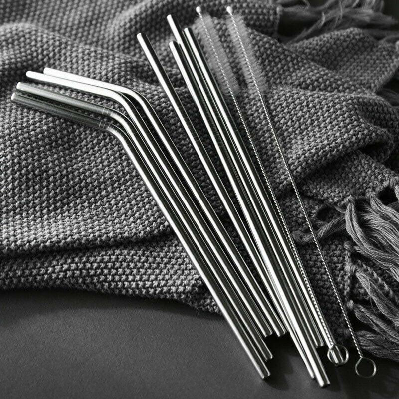 Batch 8 Straws Reusable Stainless Steel Green/Ecological Not Disposable - New