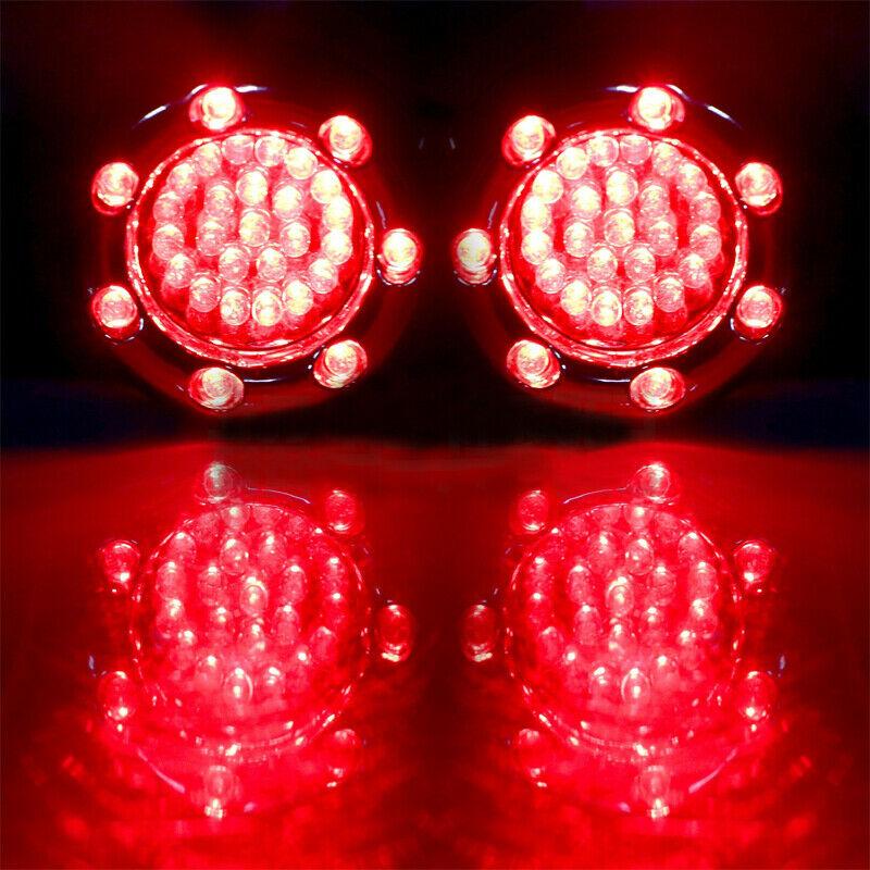 2pc Chrome Motorcycle Bike LED Turn Red Signal Lamp Tail Indicator Blinker Light