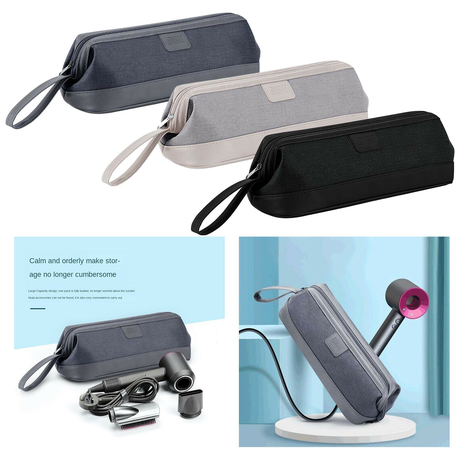 3pcs Dustproof Hair Dryer Storage Carrying Large Capacity for Dyson