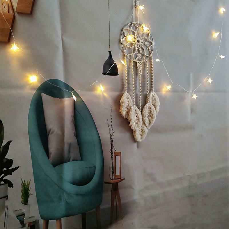 Macrame Dream Catcher Boho Woven Feather Leaf Tassel Wall Hanging Ornament Decor