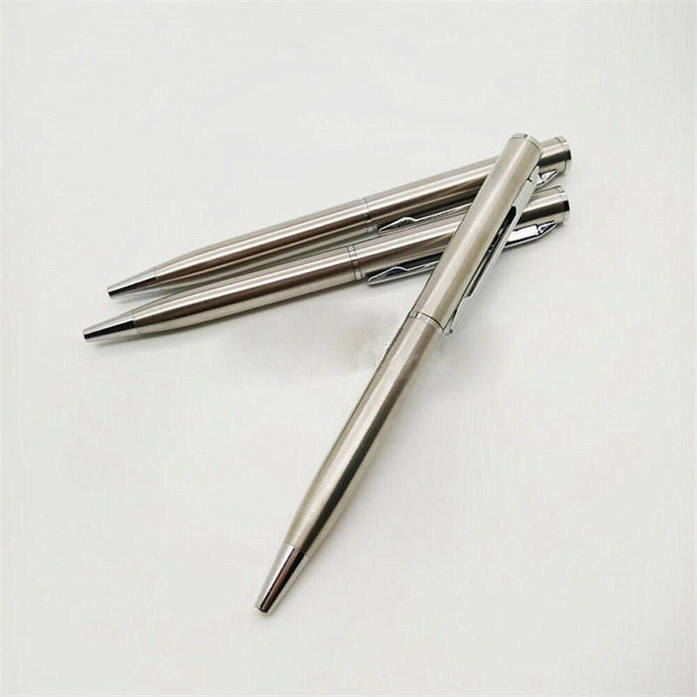 Mini Stainless Steel Rotating Ballpoint Pen Office Writing Stationery Black Ink*