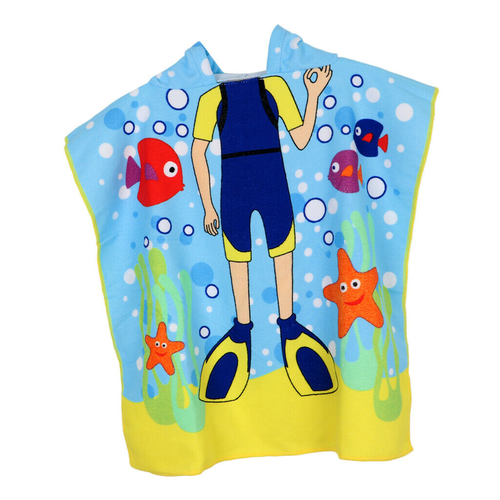 Kids Surf Beach Hooded Poncho Changing Robe Pool Bath Towel Diver