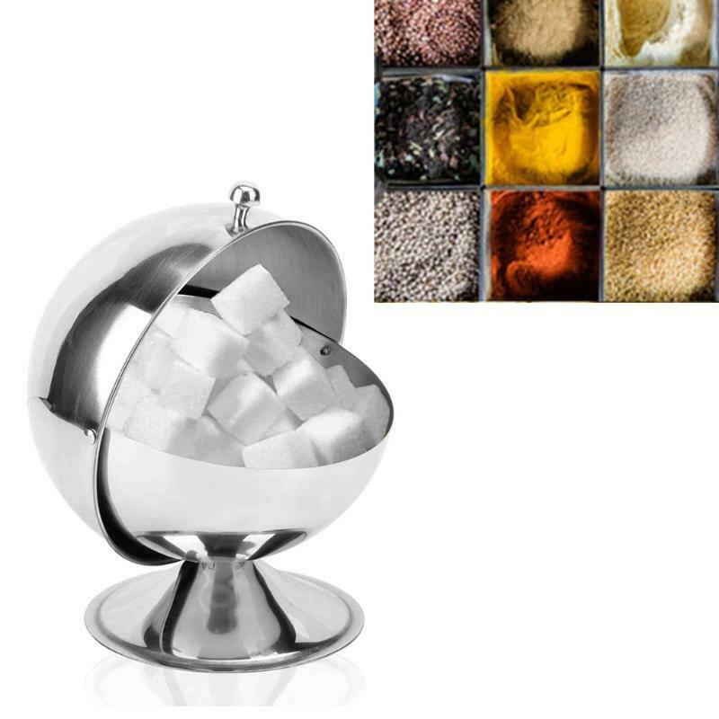 Creative Storage Sugar Bowl with Roll Top Stainless Steel Spherical Sugar Jar