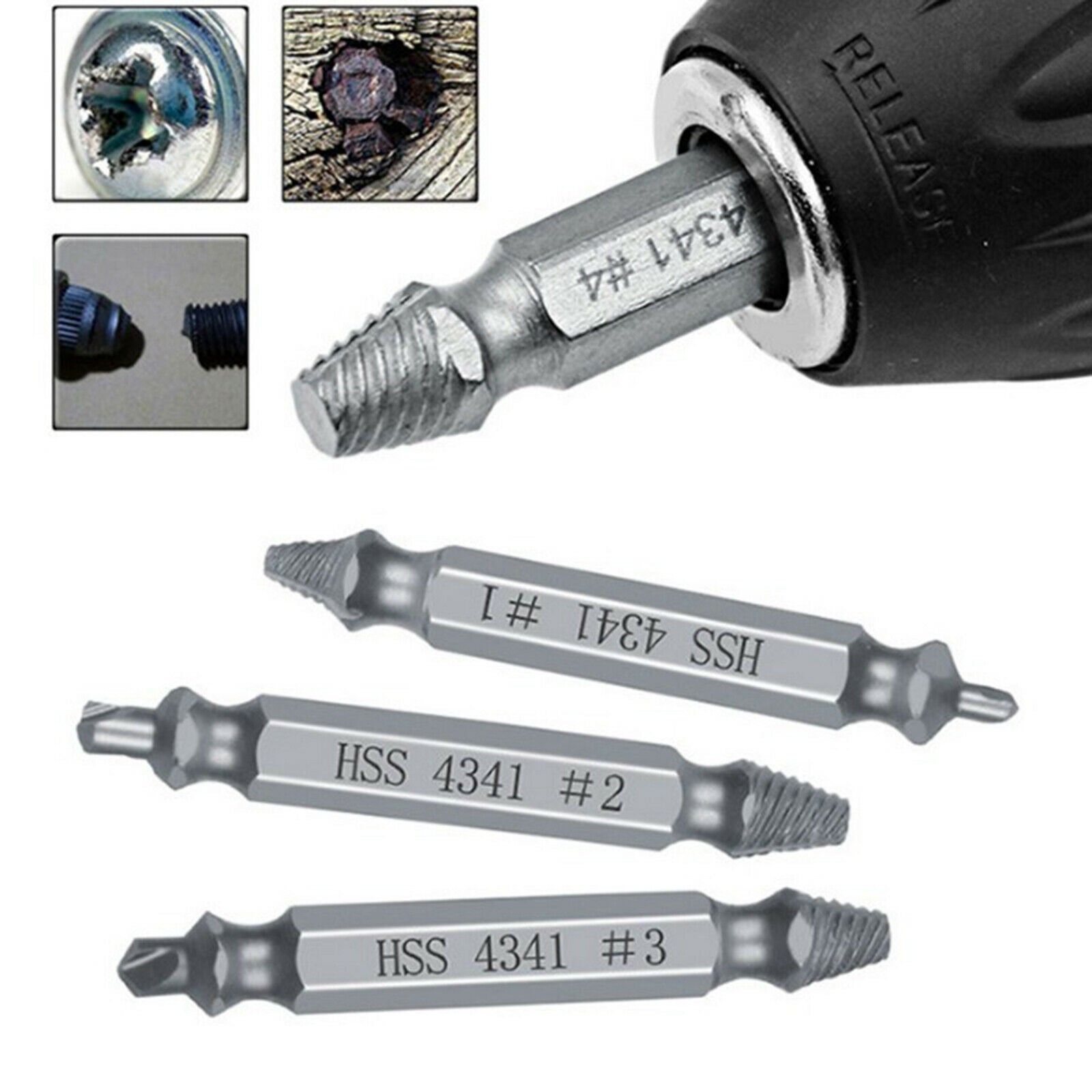 5pcs Screw Extractor Set Removes Damaged & Stripped Screws and Broken Bolts