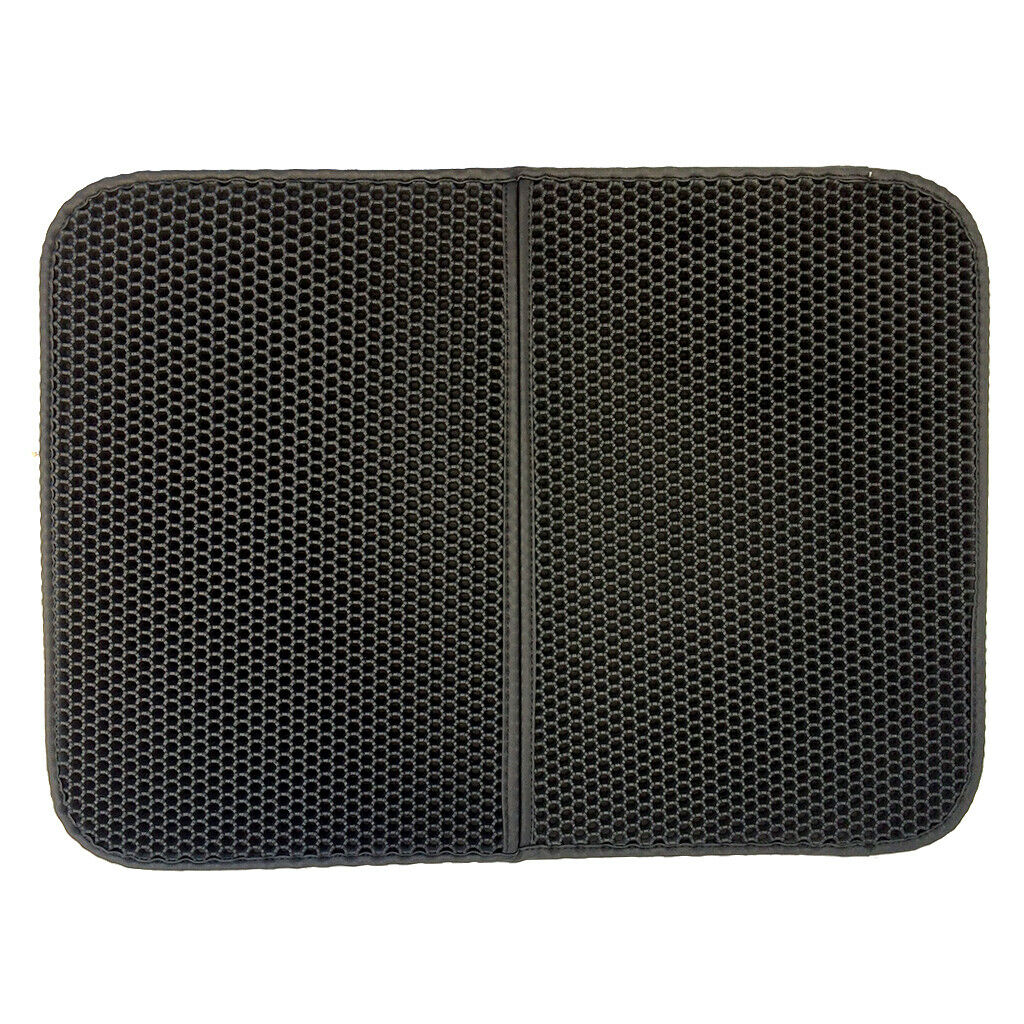 Waterproof Double-Layer Pet Cat Litter Tray Mat Kitty Mat Feeding Pad Black