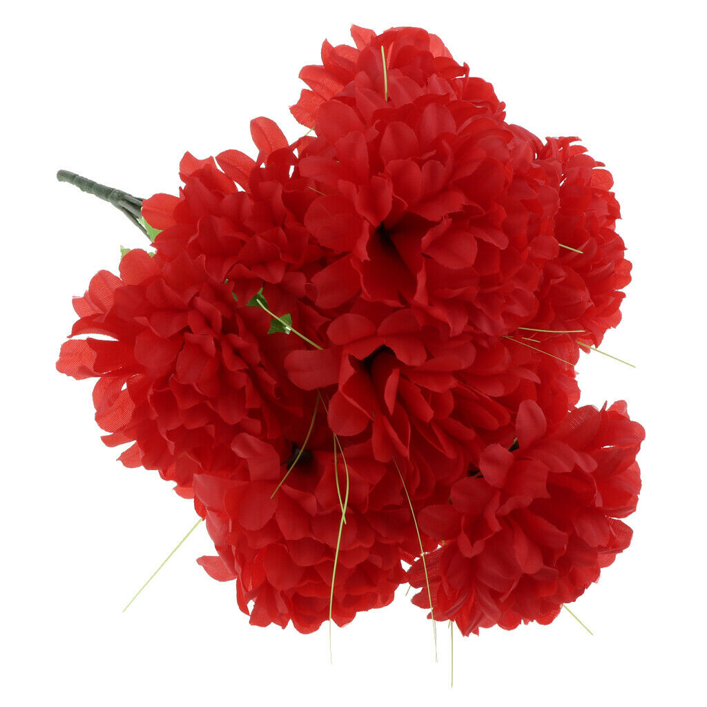 Artificial Chrysanthemum Bouquet Home Decor Grave Cemetery Flower Dark red