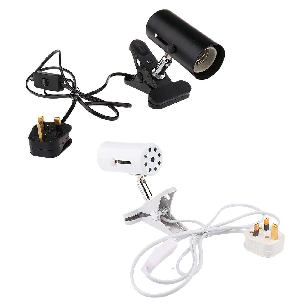 Reptile Lamp Ceramic Heat Light UVB UVA Light Bulb Holder E27 UK Plug Black