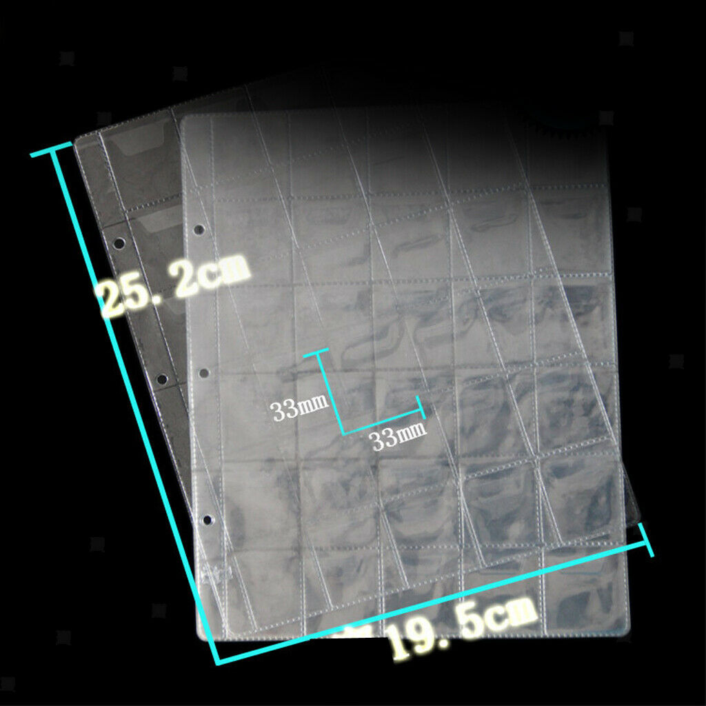10 Pieces Coin Pocket Pages Collecting with 300 Coin Pockets, Clear Holders