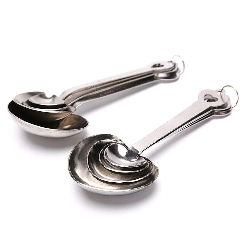 One Set of Four Sweet Heart Shaped Measuring Spoons Wedding Luxury Dinner.l8