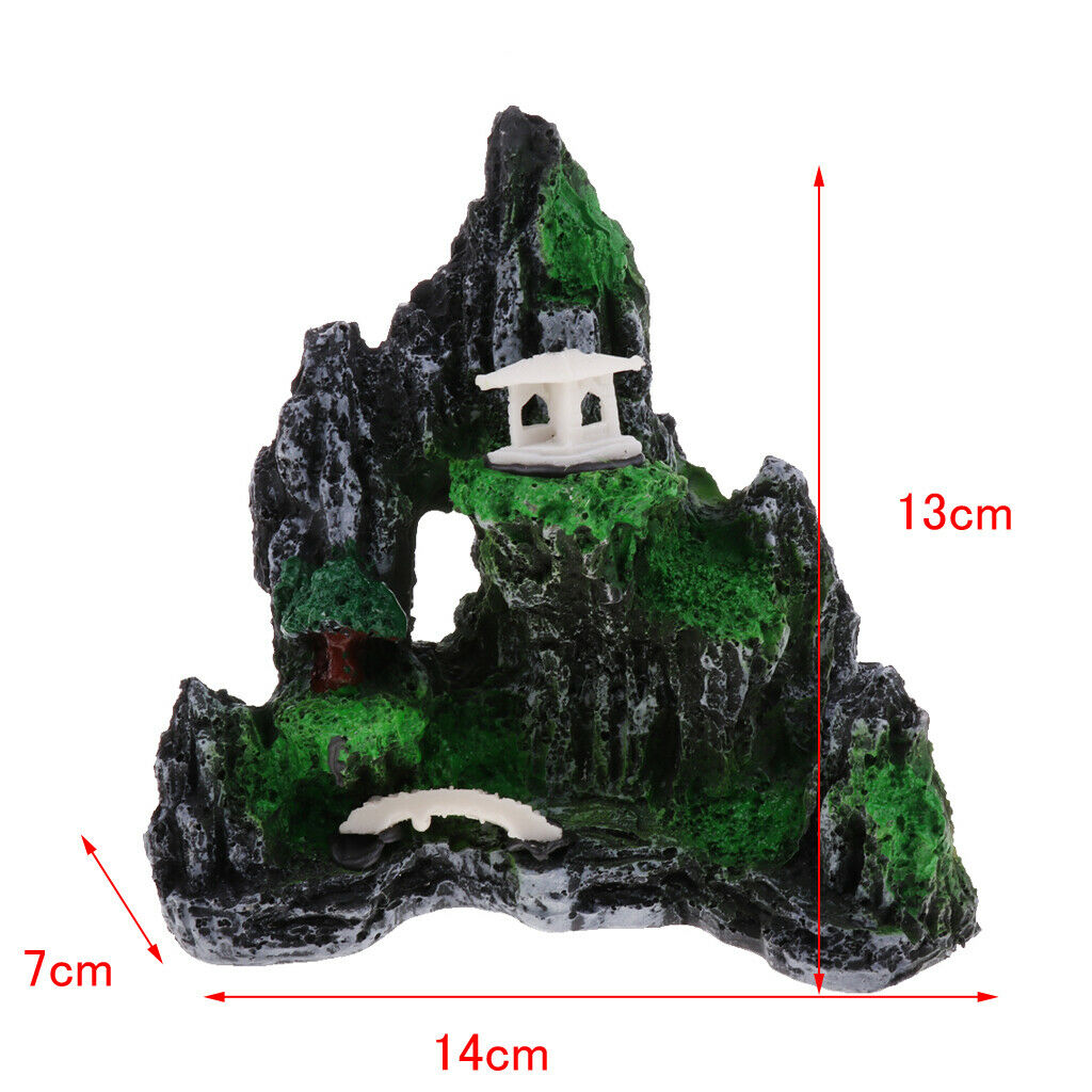 Artificial Mountain Hill Hidden Hut Cave Aquarium Fish Tank Landscape Decor