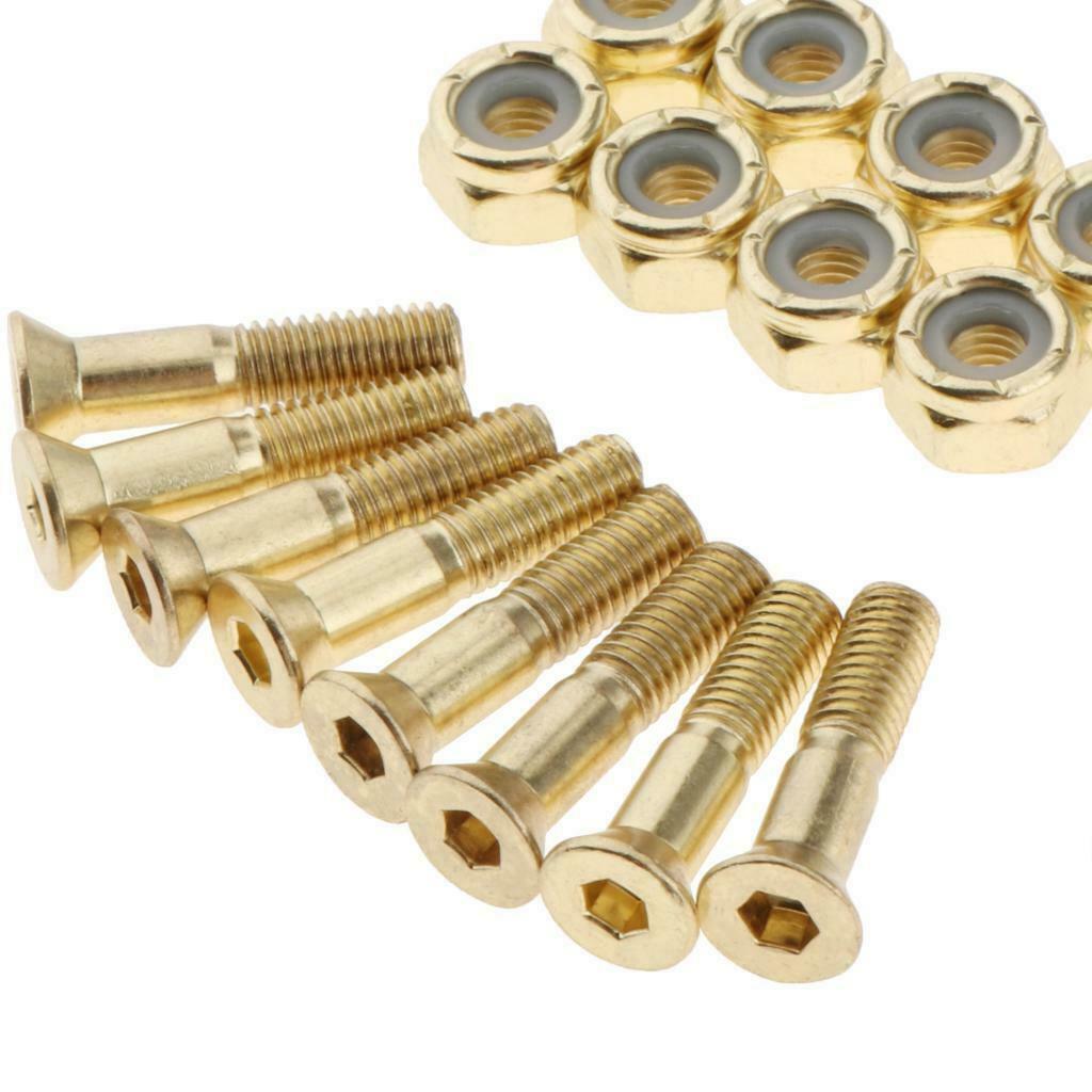 8Set Steel SkateBoard Screws and Nuts Longboard Skate Hardware Screws Bolts
