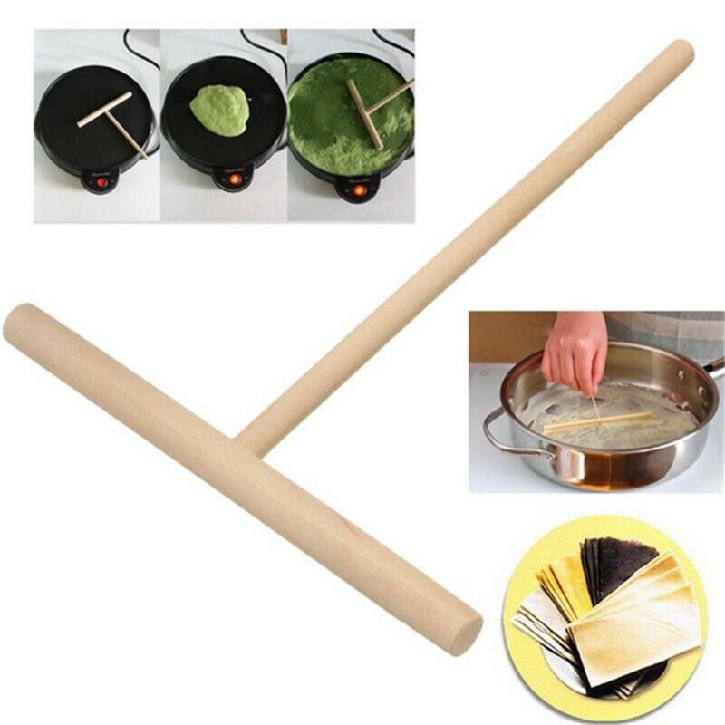 2Pcs Pancake Cooking Utensils Wooden Crepe Spatulas and Spreader Set -TortillaY9